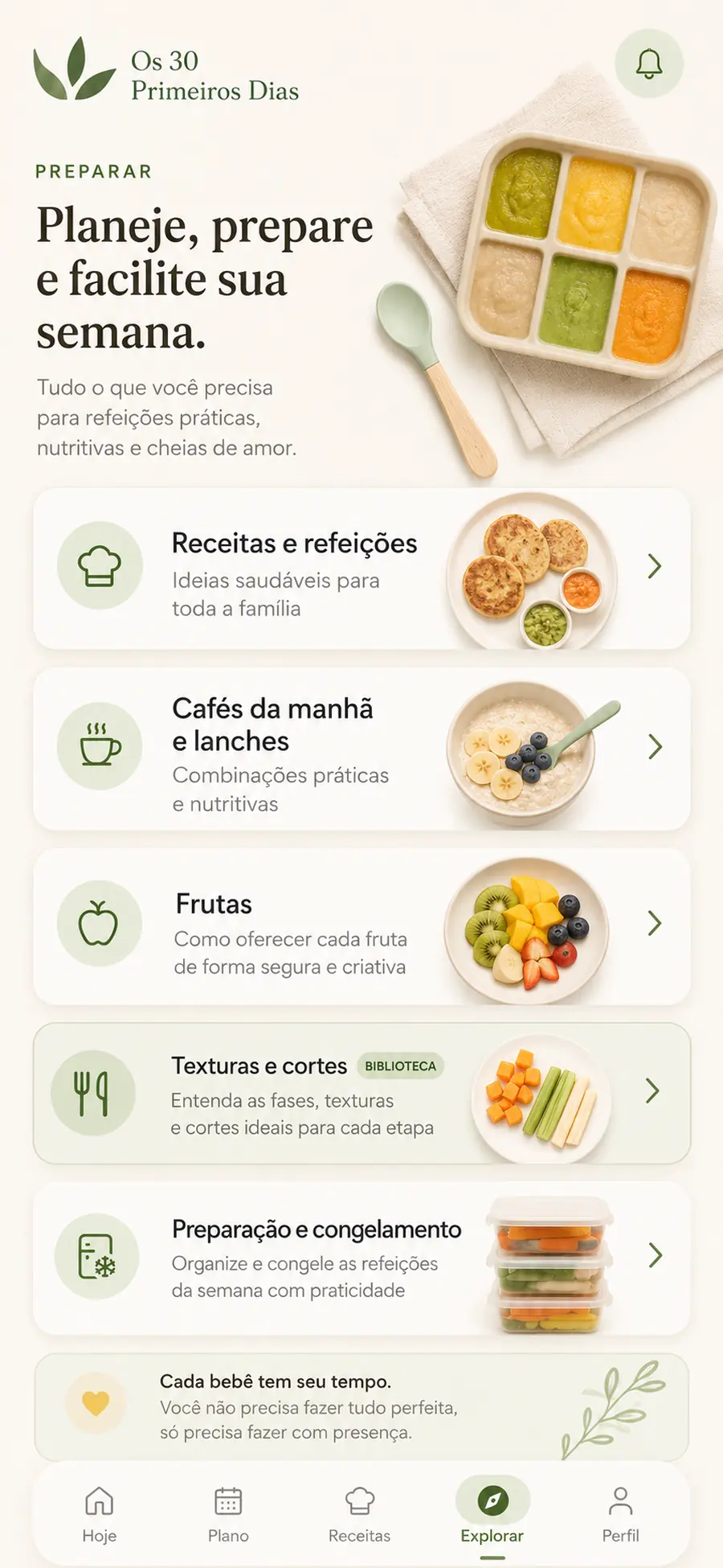 Tela do grupo Preparar