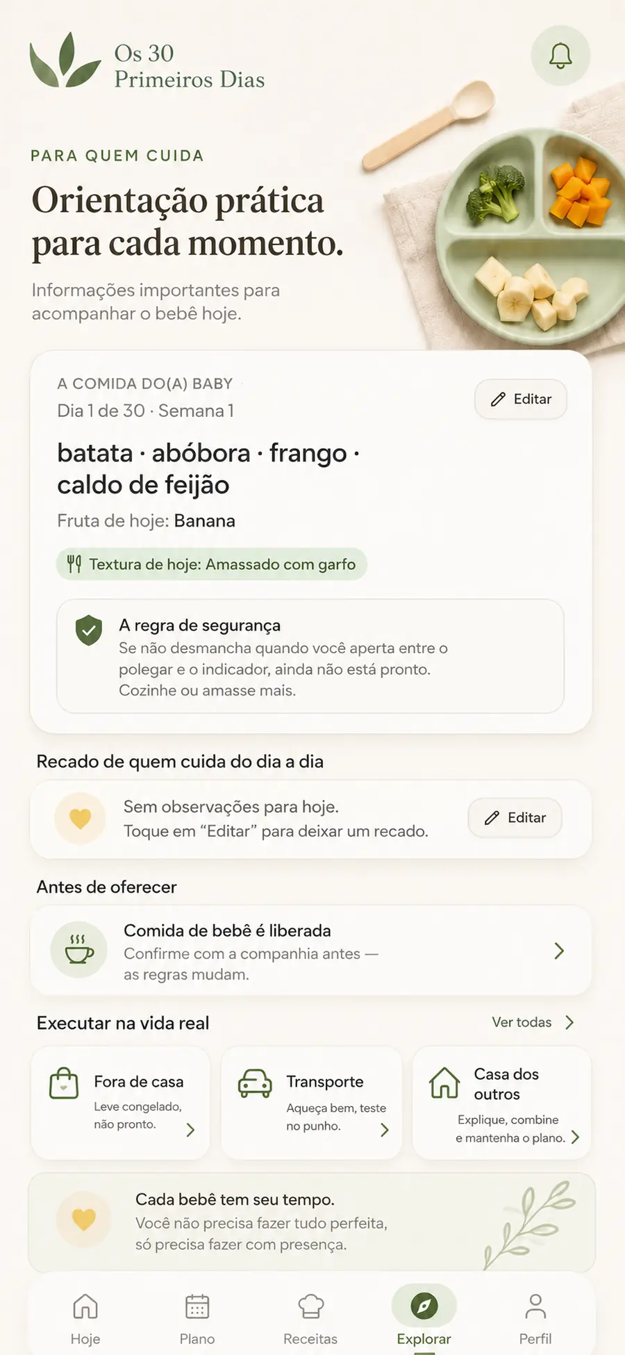 Tela do grupo Executar na vida real