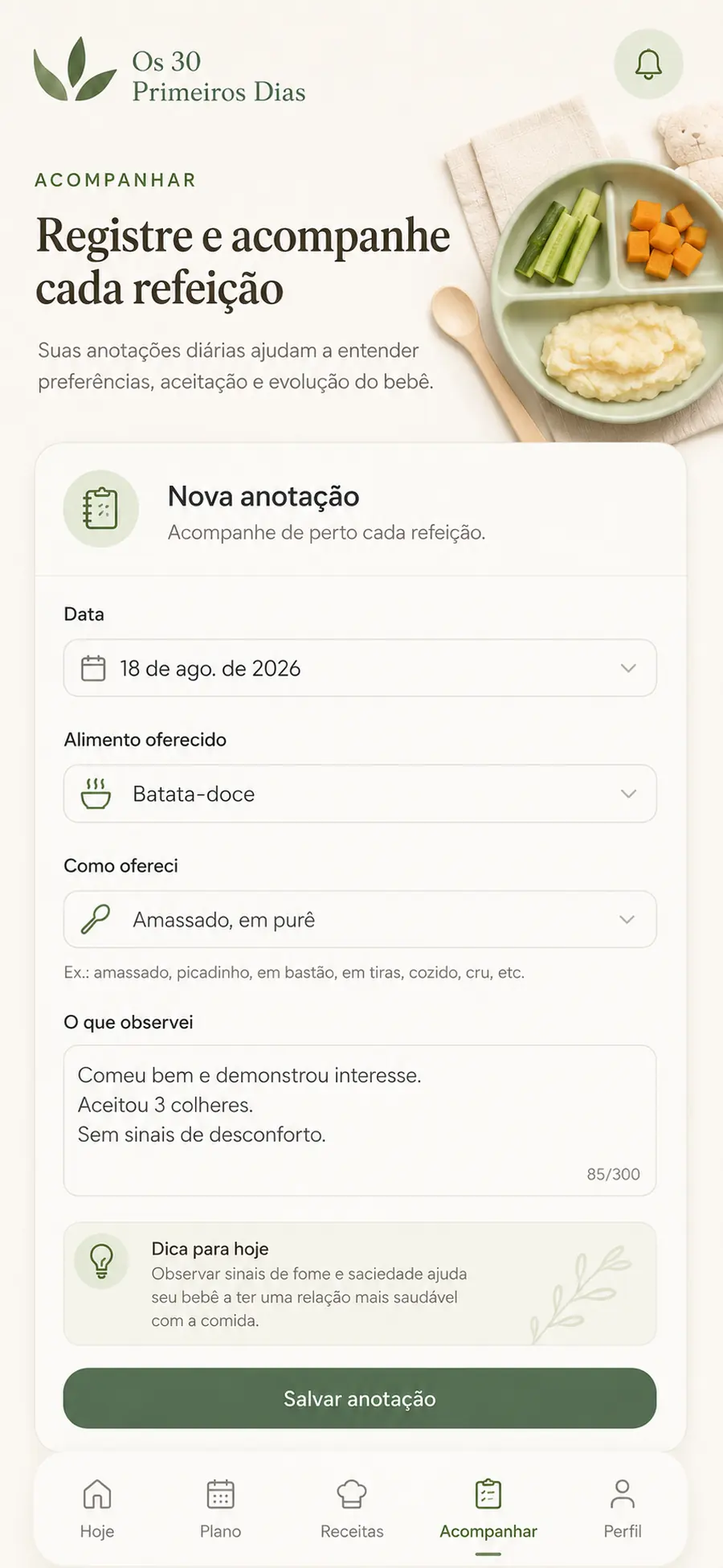 Tela do grupo Acompanhar